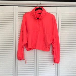 Zara Neon Pink Crop Windbreaker Jacket